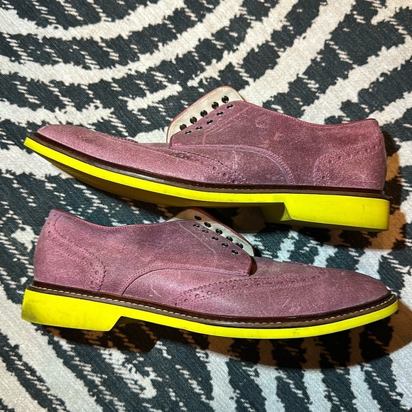 Cole Haan Oxford Men’s Dress Shoes Size 10 1/2 with Nike Air sole Purple/Yellow - Picture 1 of 7